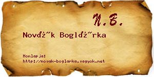 Novák Boglárka névjegykártya